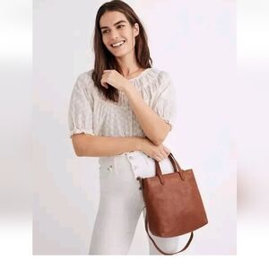 Madewell Zip Top Transpkrt Elegant Tan Leather Women's Bag